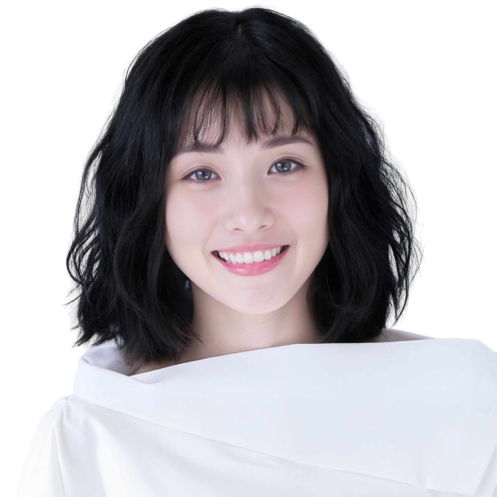 Amazon.co.jp: HAIRCUBE フルウィッグ 人毛ミックス セミロング パーマ